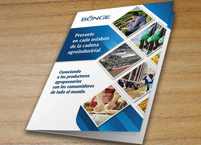 Diseño y producción gráfica de Brochure corporativo Bunge, diseño editorial, revistas, folletos, catálogos, flyers