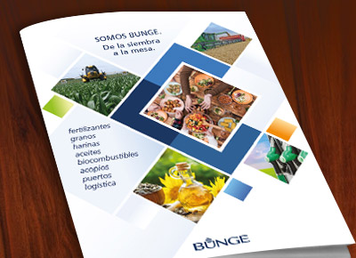 Diseño y producción gráfica de Brochure corporativo Bunge, diseño editorial, revistas, folletos, catálogos, flyers