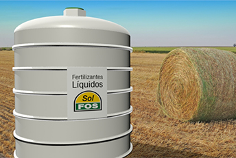 Ilustración 3D tanque de fertilizantes líquidos SolFOS de Bunge. Envases en general, bolsas, etiquetas
