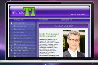 Portal Mundo TI - Editorial FASS de México. Desarrollado en HTML, CSS y Javascript. 